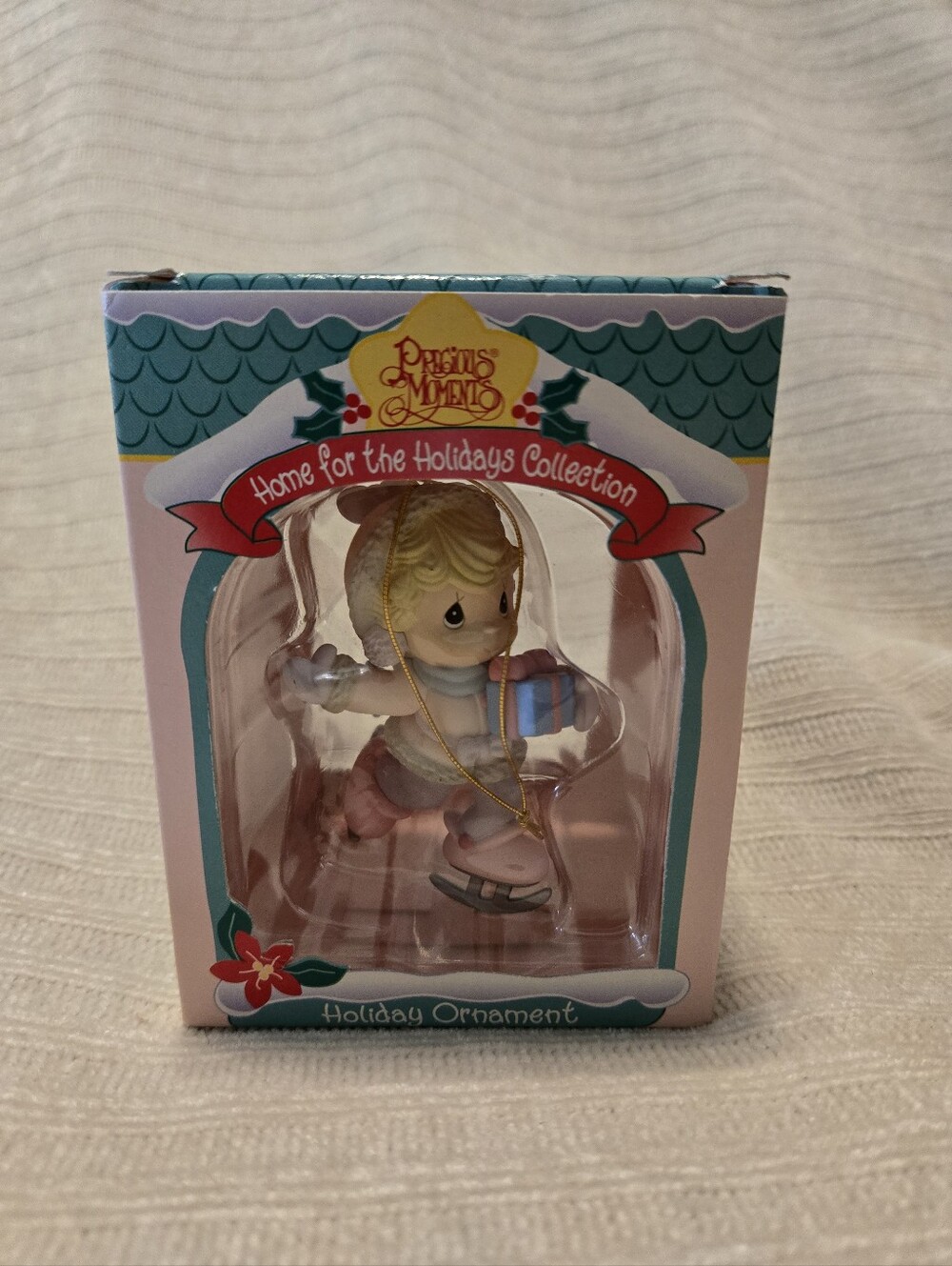 Precious Moments Pink and Blue Ice Skater Holiday Ornament